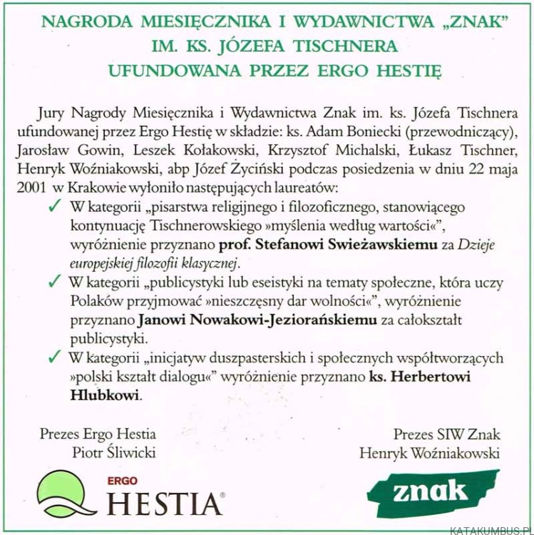 Miesięcznik ZNAK 553 (6/2001). O potrzebie metafizyki. PRACA ZBIOROWA