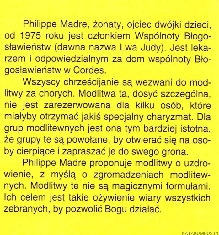 Modlitwy o uzdrowienie. PHILIPPE MADRE.