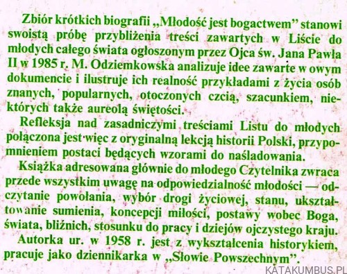 Młodość jest bogactwem. MAŁGORZATA ODZIEMKOWSKA
