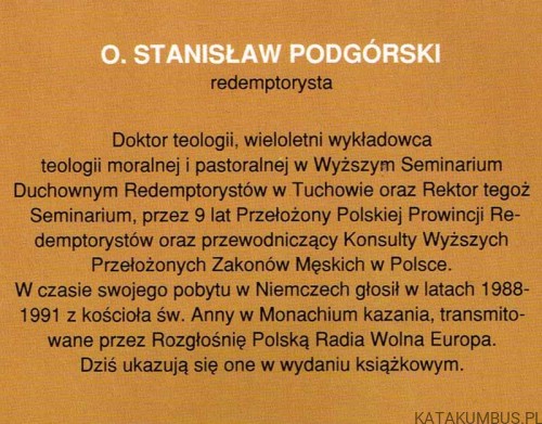 Słowa o Słowie. Rok B. STANISŁAW PODGÓRSKI CSSR