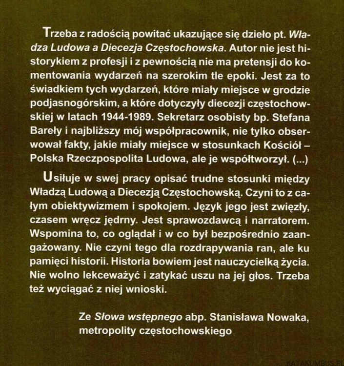 Władza ludowa a Diecezja Częstochowska. ks. MARIAN MIKOŁAJCZYK