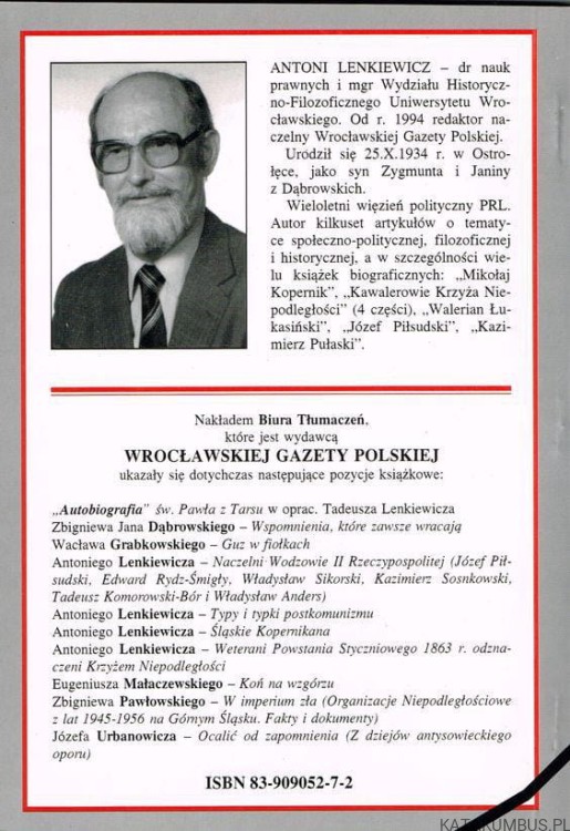 Polacy na przełomie XX i XXI. Tom II. ANTONI LENKIEWICZ