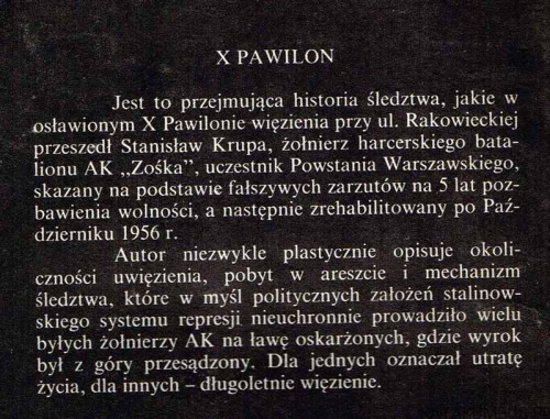 X Pawilon. Wspomnienia AK-owca ze śledztwa na Rakowieckiej. STANISŁAW KRUPA