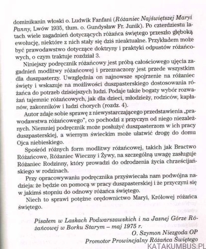 Różaniec święty modlitwą ewangeliczną. O.SZYMON NIEZGODA OP