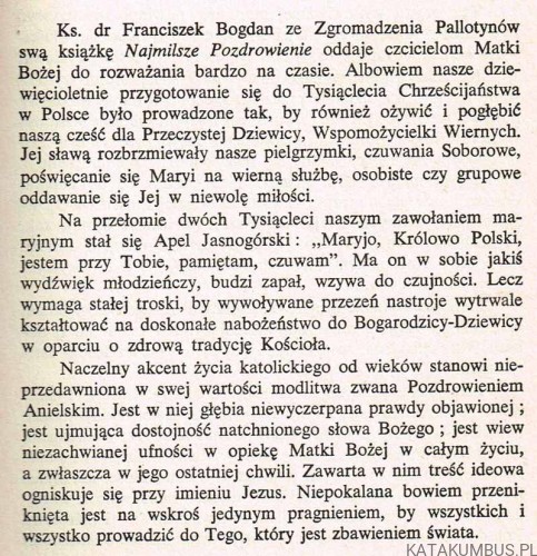 Najmilsze pozdrowienie. FRANCISZEK BOGDAN SAC