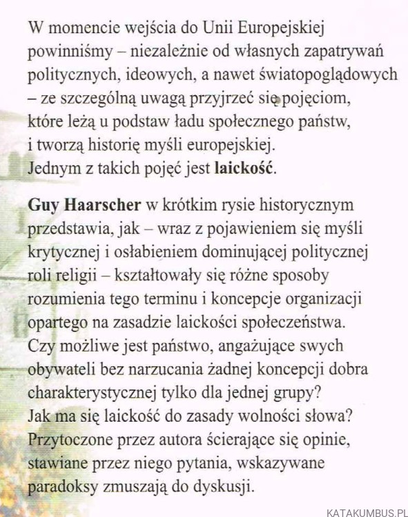 Laickość. Kościół, państwo, religia. GUY HAARSCHER