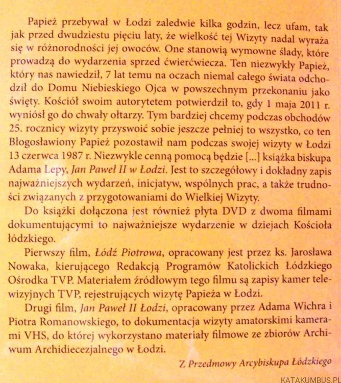 Papież Jan Paweł II w Łodzi. Bp ADAM LEPA