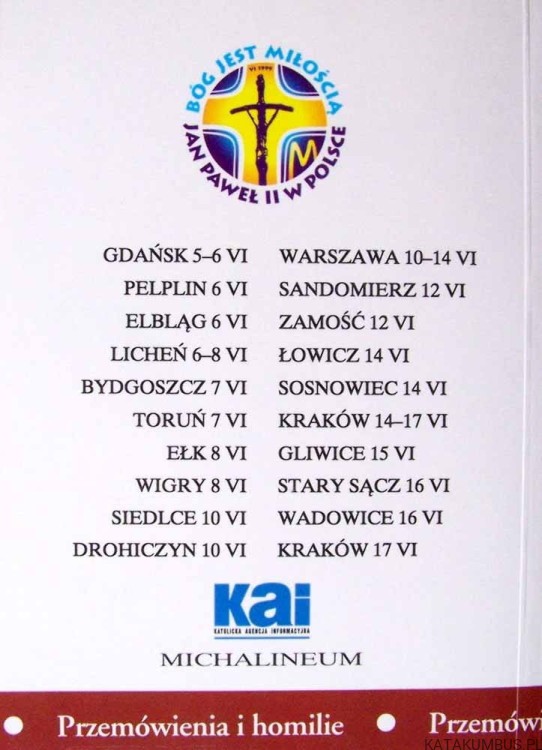 Jan Paweł II Polska 1999. Przemówienia i homilie. red. ks. KRZYSZTOF KUŹNIK CSMA
