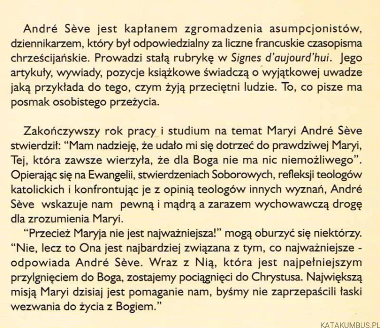 Patrzę na Ciebie, Maryjo. ANDRE SEVE
