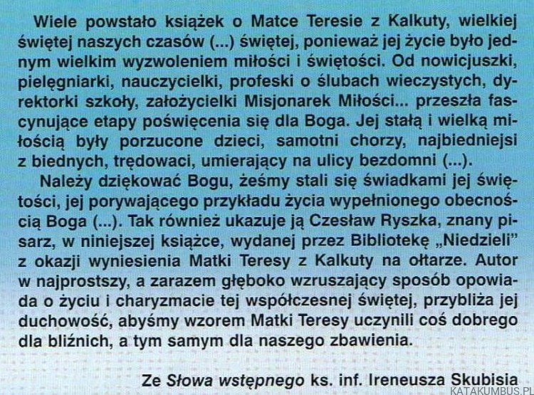 Święta z Kalkuty. CZESŁAW RYSZKA