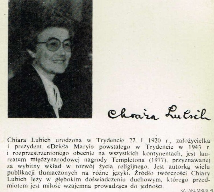 Tylko jedno. CHIARA LUBICH