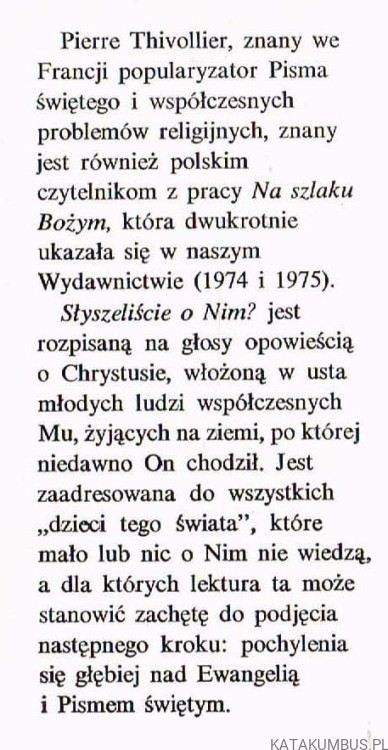 Słyszeliście o Nim? PIERRE THIVOLLIER