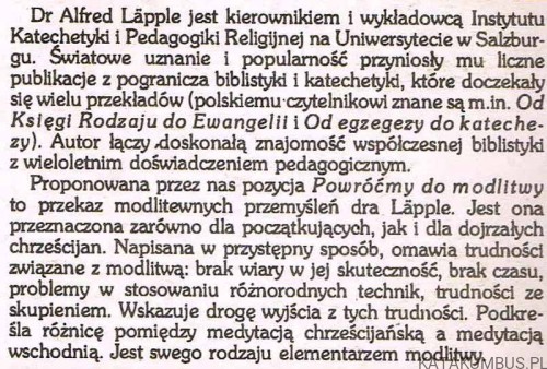 Powróćmy do modlitwy. ALFRED LAPPLE