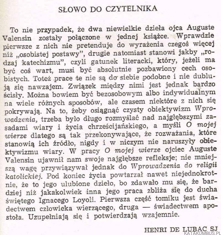 O mojej wierze. Auguste Valensin