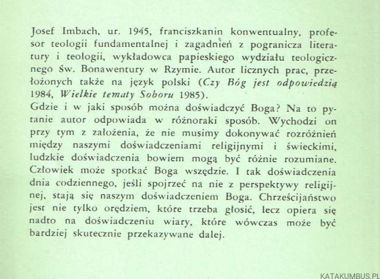 Wiara z doświadczenia / Josef Imbach