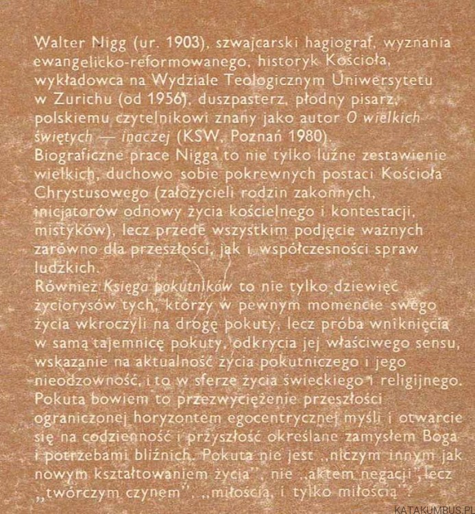 Księga pokutników. Walter NIGG