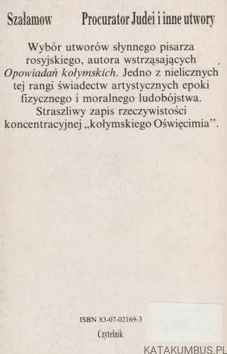 Procurator Judei. WARŁAM SZAŁAMOW