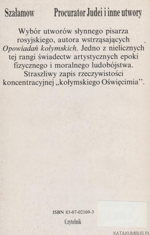 Procurator Judei. WARŁAM SZAŁAMOW