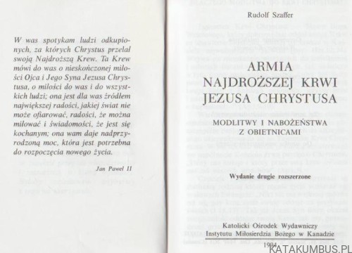 Armia Najdroższej Krwi Jezusa Chrystusa. RUDOLF SZAFFER