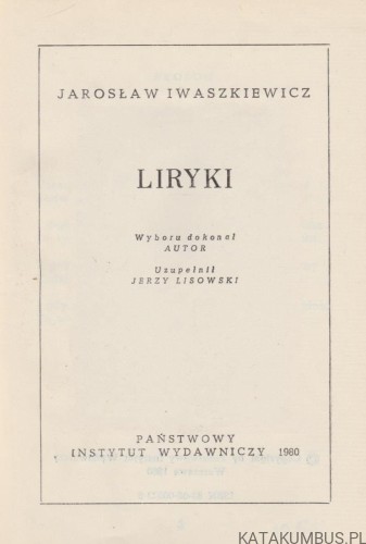 Liryki. JAROSŁAW IWASZKIEWICZ