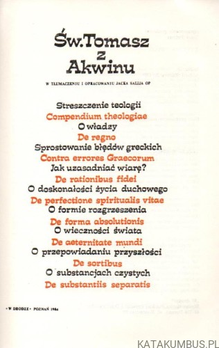 Dzieła wybrane. ŚW. TOMASZ Z AKWINU