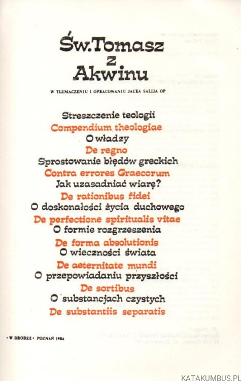 Dzieła wybrane. ŚW. TOMASZ Z AKWINU
