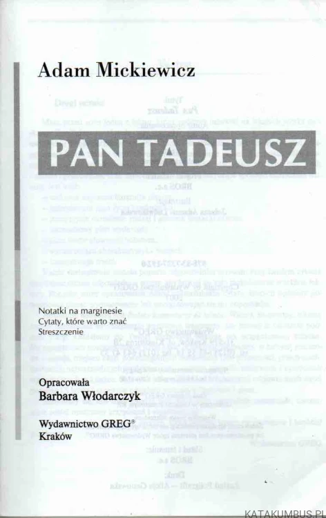 Pan Tadeusz. ADAM MICKIEWICZ
