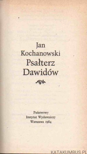 Psałterz Dawidów. JAN KOCHANOWSKI