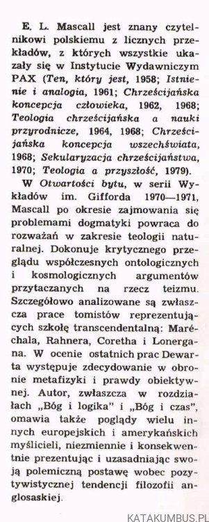 Otwartość bytu. Eric Lionel Mascall