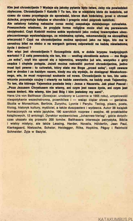 Kim jest chrześcijanin? HANS URS VON BALTHASAR