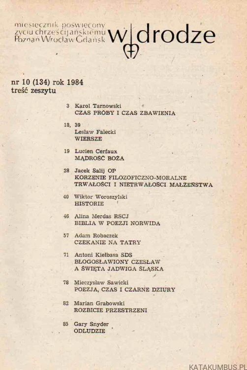 Miesięcznik W Drodze. nr 10 (134) rok 1984