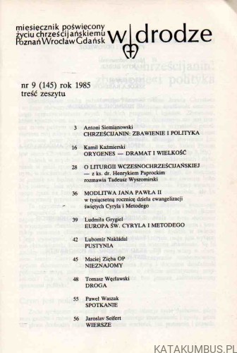 Miesięcznik W Drodze. nr 9(145) rok 1985