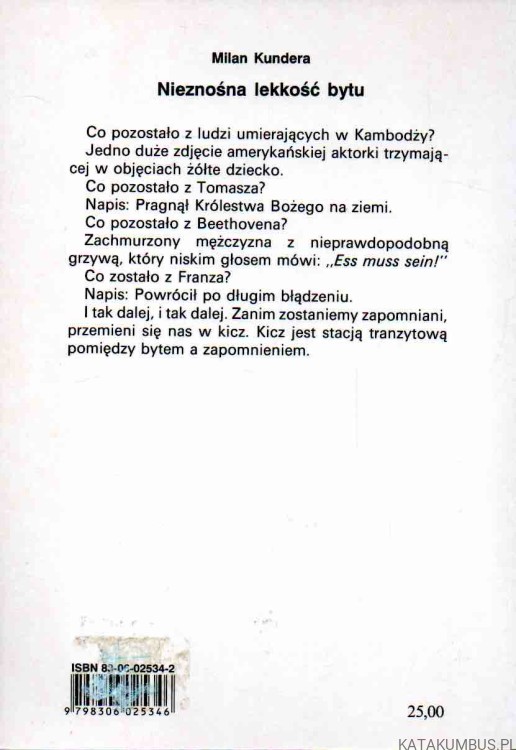 Nieznośna lekkość bytu. MILAN KUNDERA 2
