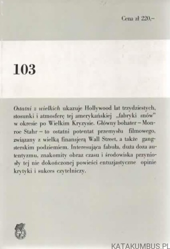Ostatni z wielkich. FRANCIS SCOTT FITZGERALD