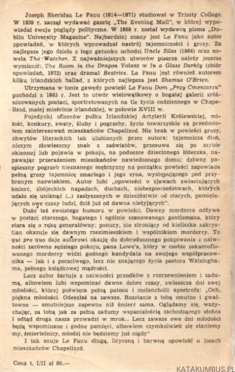 Dom przy cmentarzu. Tom II. JOSEPH SHERIDAN LE FANU