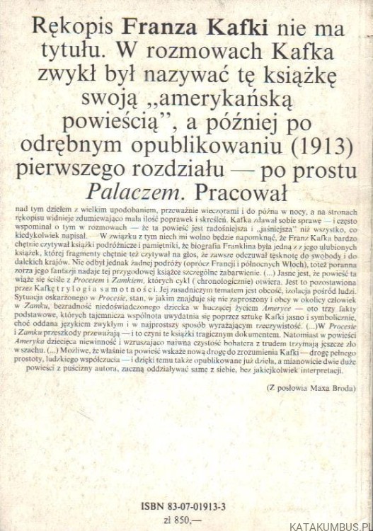 Ameryka. FRANZ KAFKA