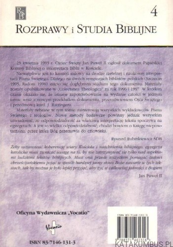 Interpretacja Biblii W kościele. MIROSŁAW KIEDZIK