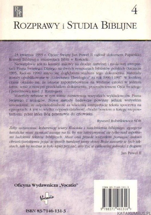 Interpretacja Biblii W kościele. MIROSŁAW KIEDZIK