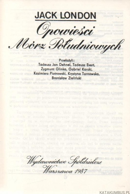 Opowieści Mórz Południowych. JACK LONDON
