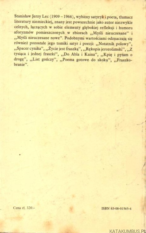 Myśli nieuczesane. STANISŁAW JERZY LEC