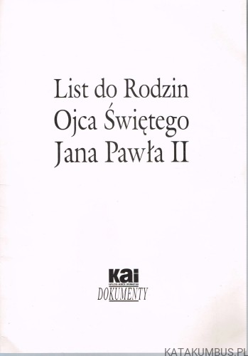 List do Rodzin Ojca Świętego Jana Pawła II