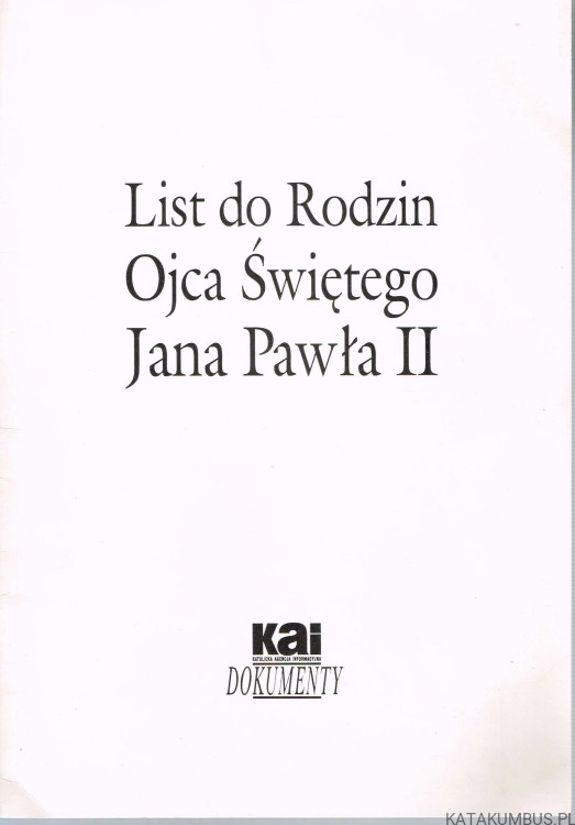 List do Rodzin Ojca Świętego Jana Pawła II