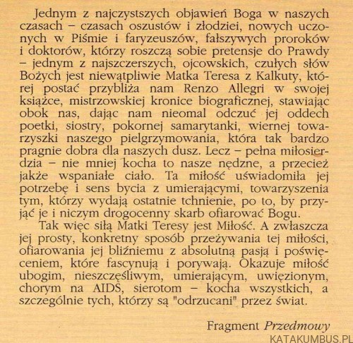 Matka ubogich. Rozmowa z Matka Teresą z Kalkuty. RENZO ALLEGRI
