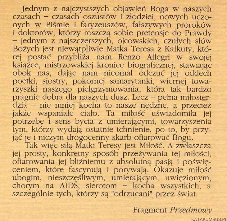 Matka ubogich. Rozmowa z Matka Teresą z Kalkuty. RENZO ALLEGRI