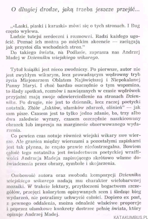 Dziennik wiejskiego wikarego. ANDRZEJ MADEJ OMI