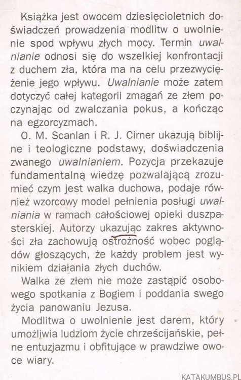 Uwalnianie ze złych mocy. O. MICHAEL SCANLAN, RANDALL J. CIRNER