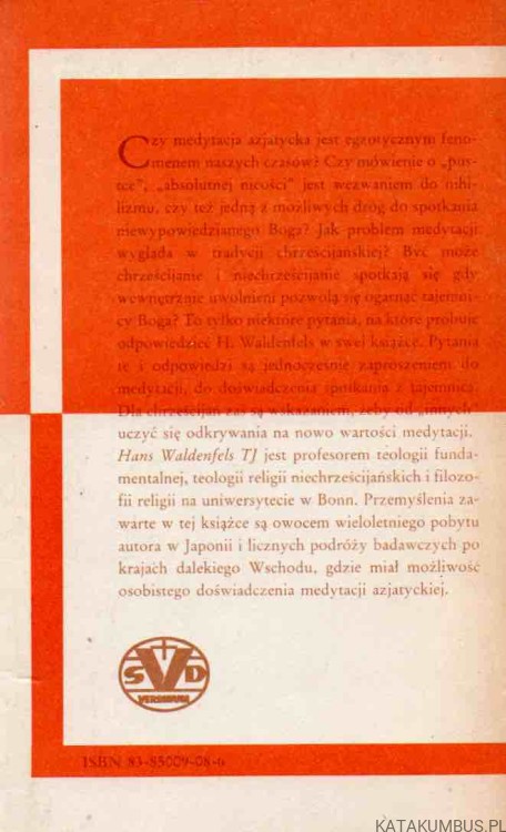 Medytacja na Wschodzie i Zachodzie. HANS WALDENFELS