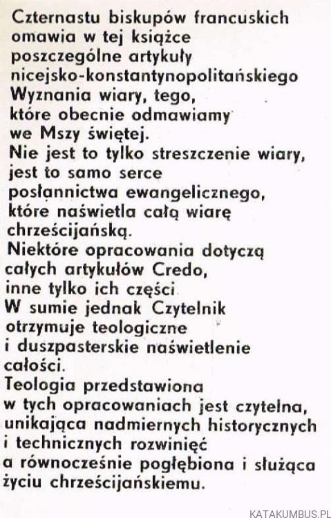 Wiara kościoła. Biskupi francuscy komentują wyznanie wiary. PRACA ZBIOROWA