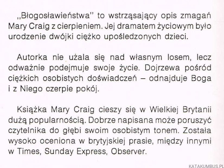 Błogosławieństwa. MARY CRAIG