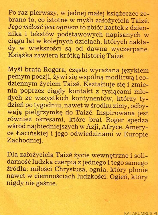 Jego miłość jest ogniem. BRAT ROGER Z TAIZE